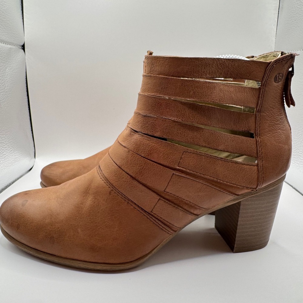 Josef Seibel Bonnie Womens Cognac Leather Caged Cut Out Ankle Boots Size 40 US 9
